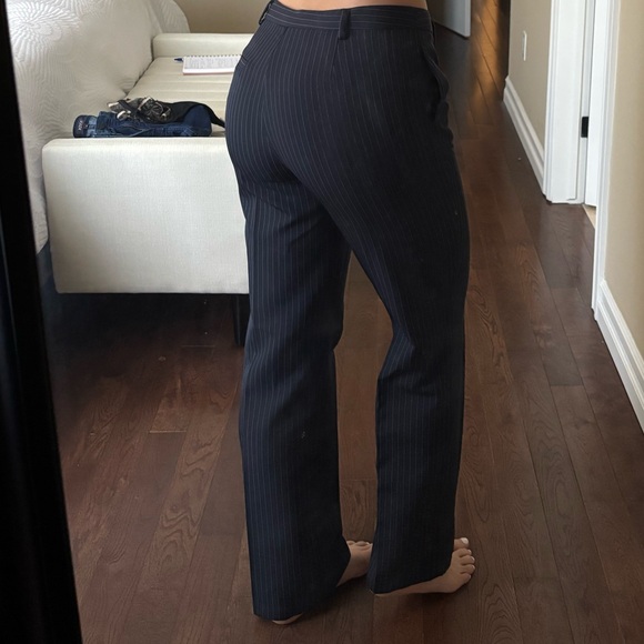 Navy blue pinstripe straight leg dress pants - Picture 7 of 14